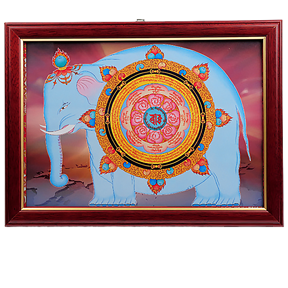 招財象寶木框掛圖33公分【十方】137804