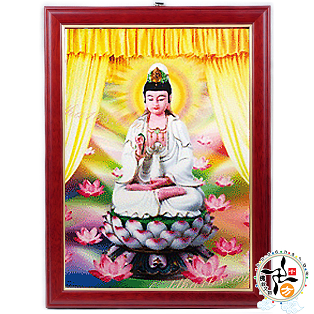 白衣觀音木框掛圖38*28 公分【十方】138423
