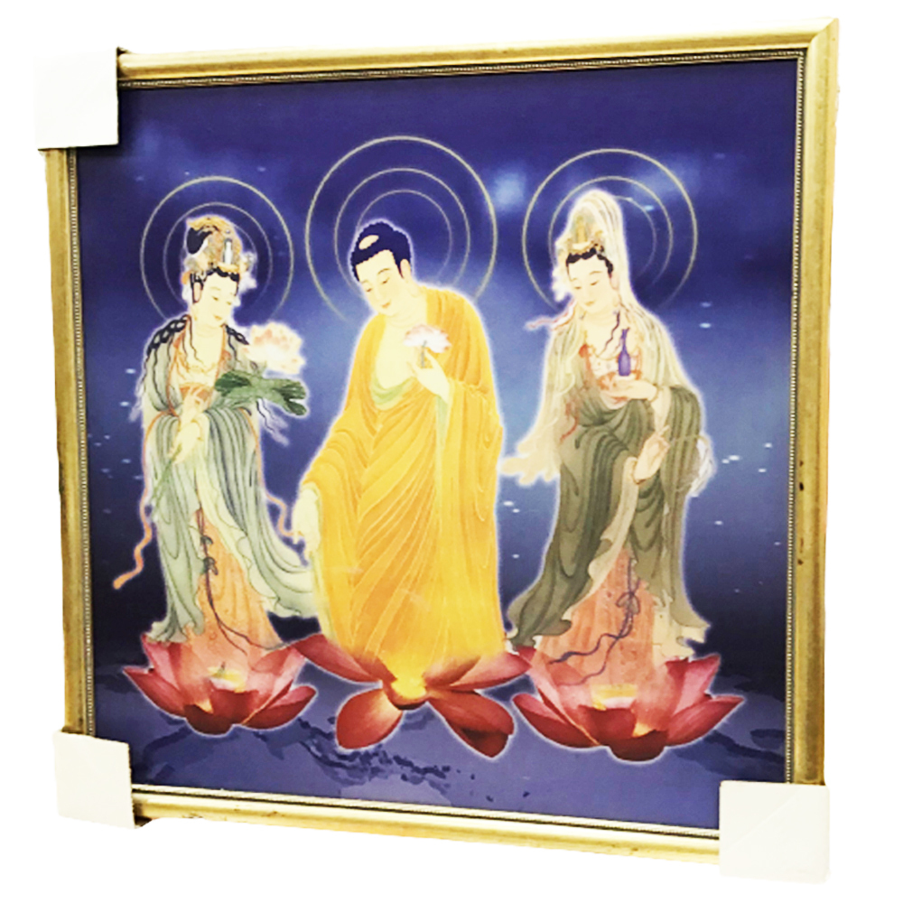 西方三聖{金}木框 63公分 【十方】129841