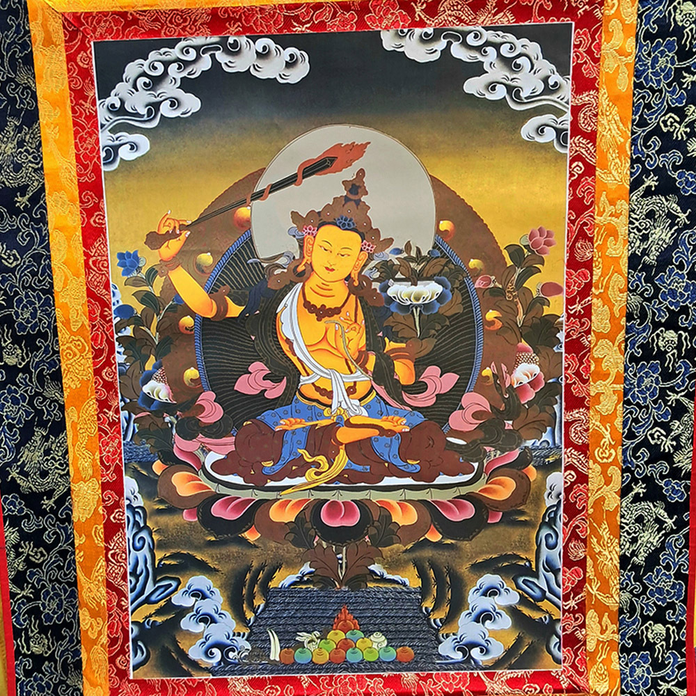 文殊師利菩薩{緞布)唐卡88A【十方】144381