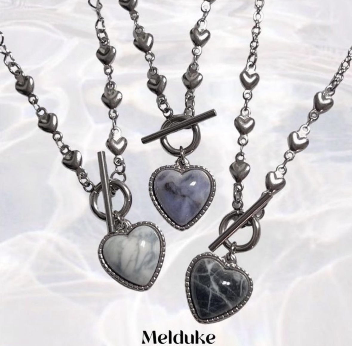 Marble Heart Toggle Necklace