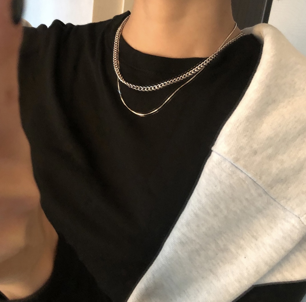 [UNISEX] Silver Chain Layer Necklace