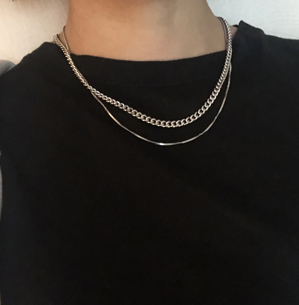 [UNISEX] Silver Chain Layer Necklace