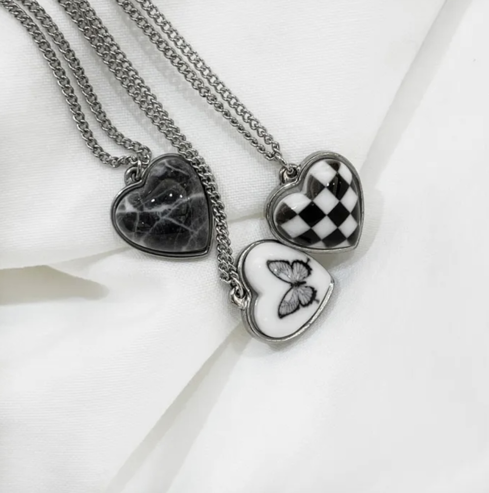 B/W Heart Necklace
