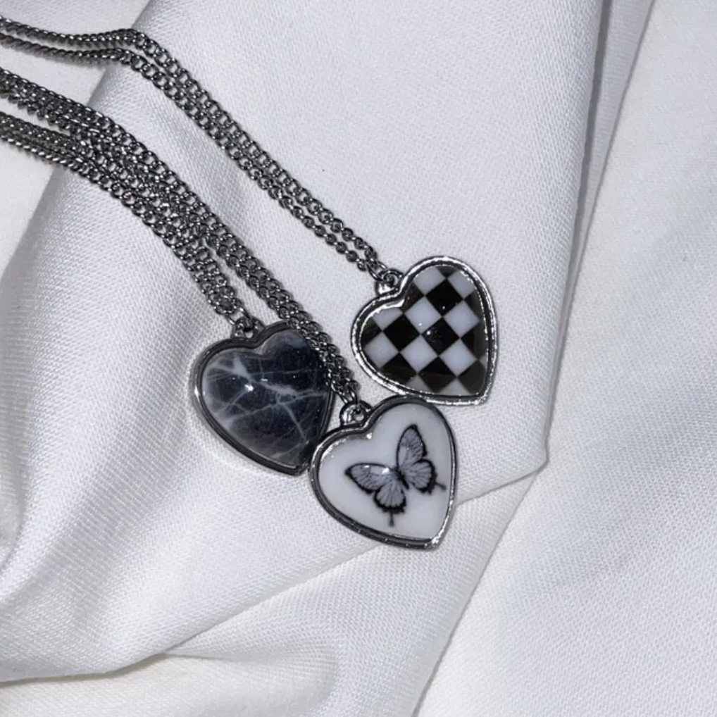 B/W Heart Necklace