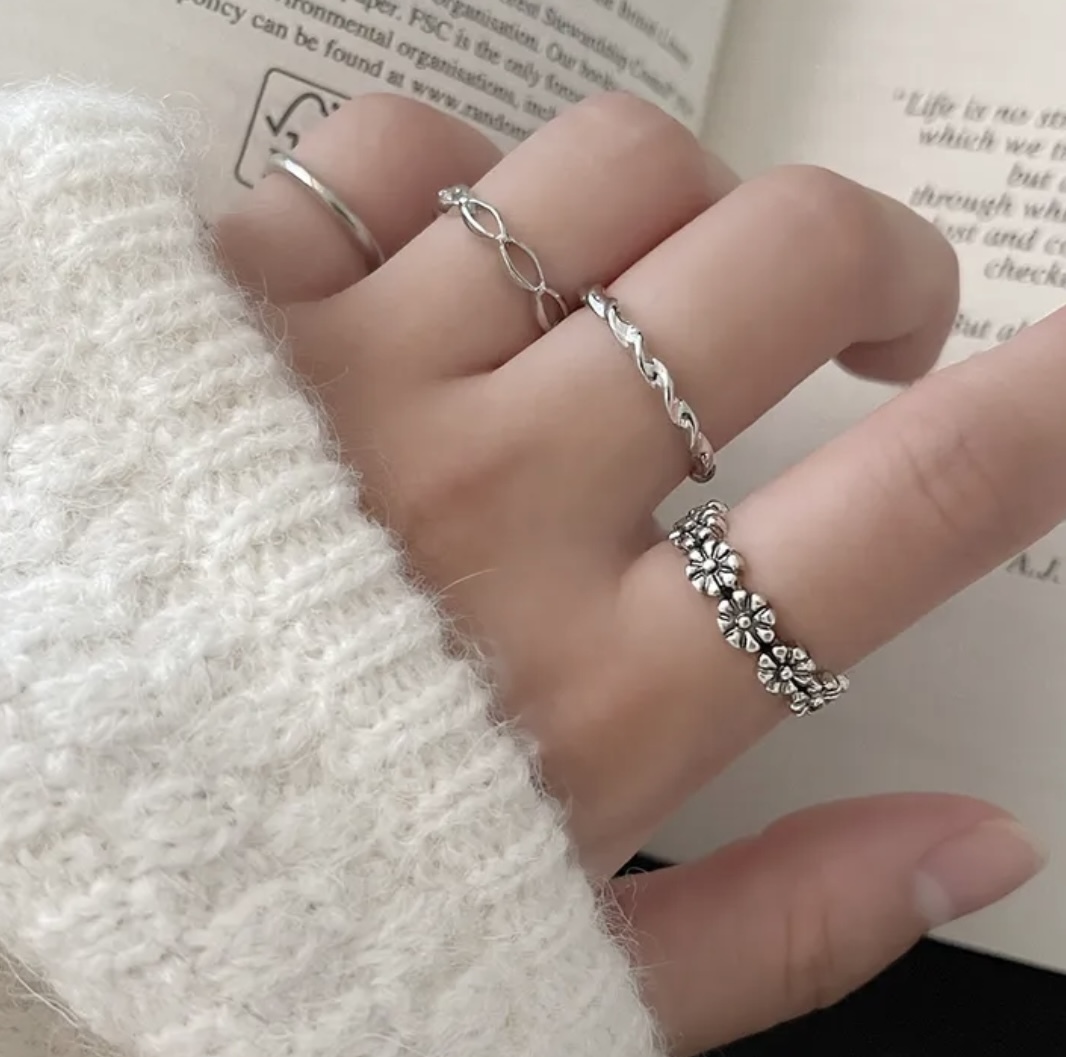 [抵deal] Flower Aesthetic Rings Set (7pcs)