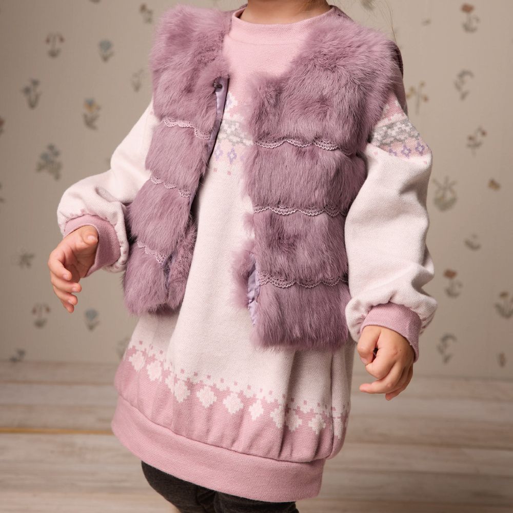 PIPPY冬日緹花附綿羊小包包圓領長袖洋裝  肉桂