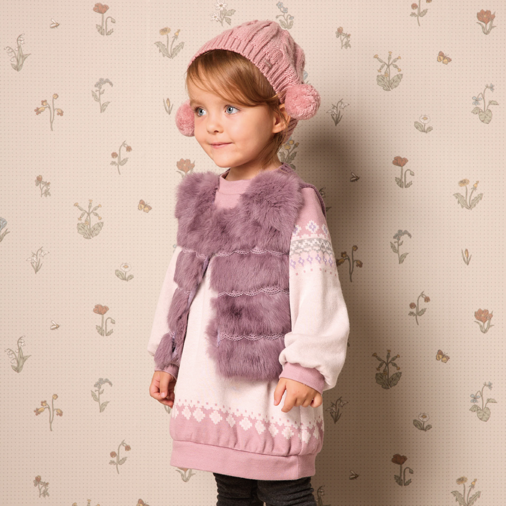 PIPPY冬日緹花附綿羊小包包圓領長袖洋裝  肉桂