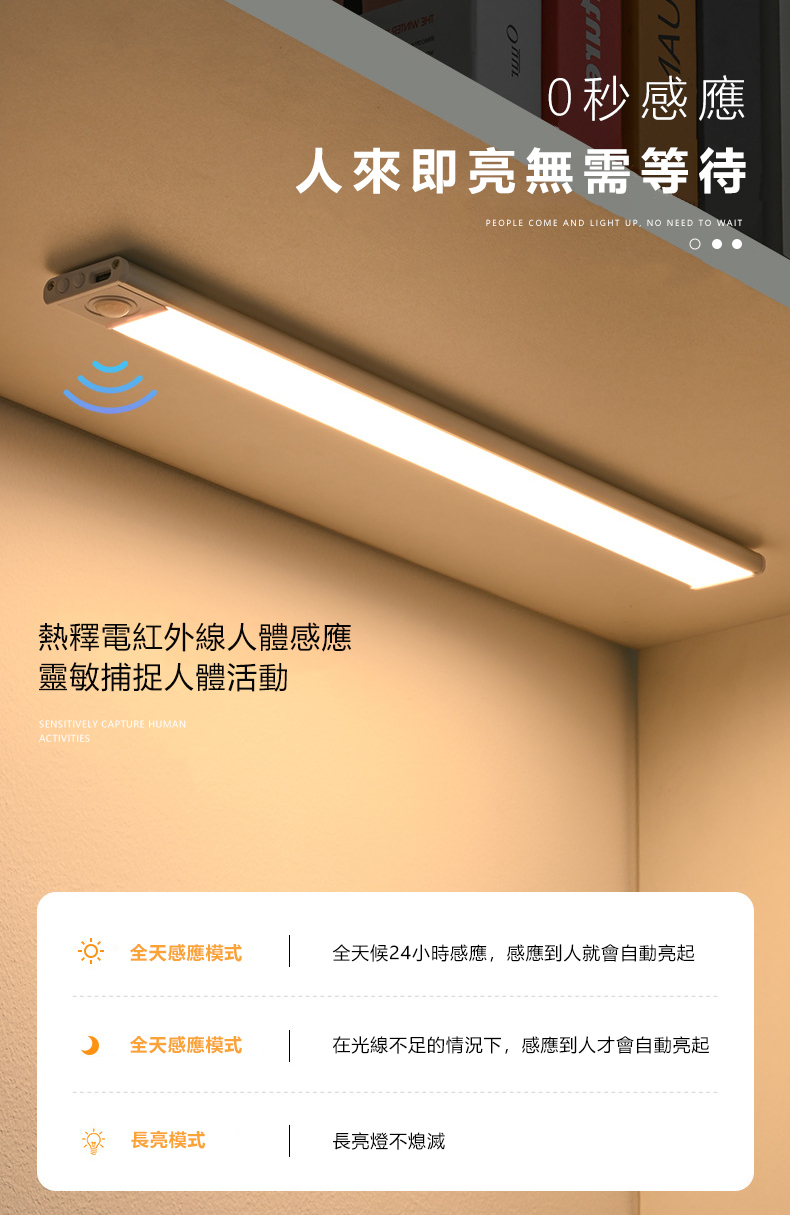 夜晚守護幫手感應燈條0秒感應