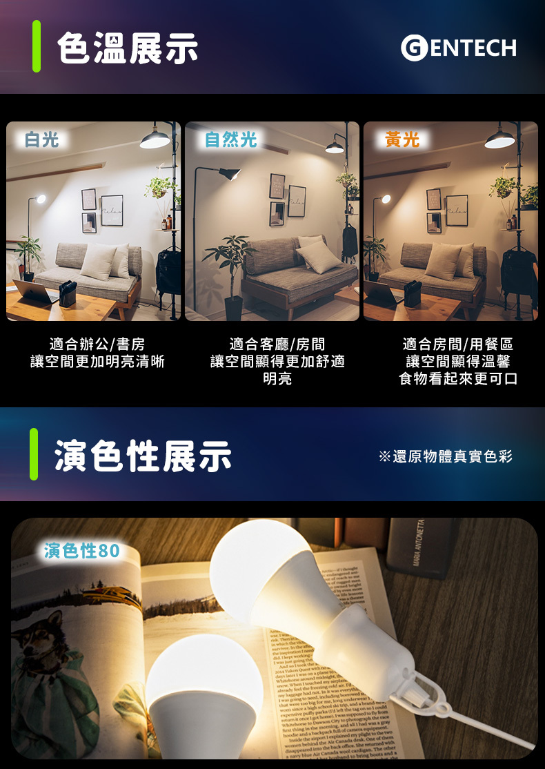 晶靚燈泡色溫展示
