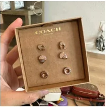 [S] COACH CO292 ICE CREAM EARRING SET,ROSE GOLD, 889295568750 (SCO561)