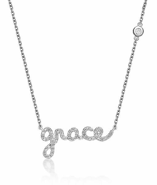 18K White Gold "grace" Diamond Necklace