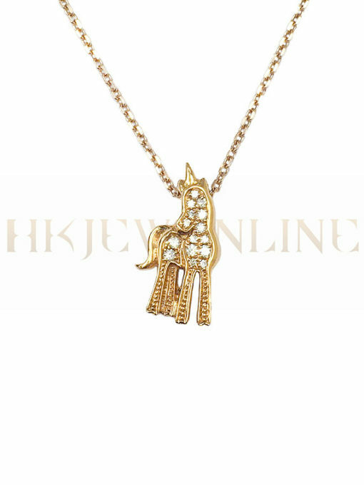 18K Rose Gold Unicorn Diamond Pendant (Chain Included)