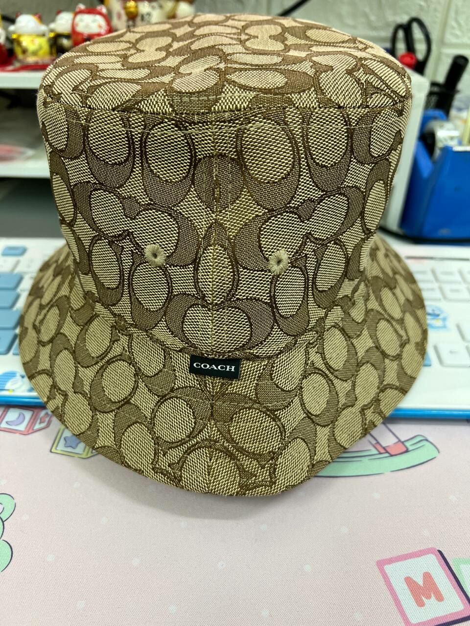 [S] COACH CH401 SIGNATURE C JAQ BCKT HAT,KHAKI, 722947620645 (SCO565)