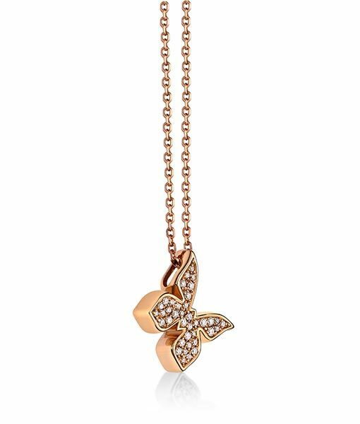 18K Rose Gold Butterfly Diamond Pendant (Chain Included)