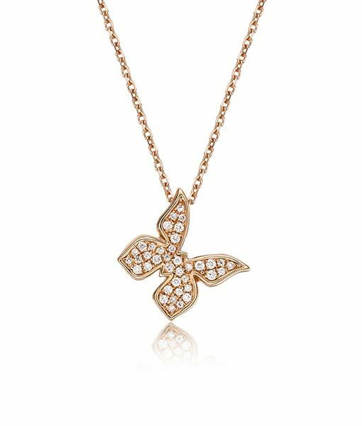 18K Rose Gold Butterfly Diamond Pendant (Chain Included)
