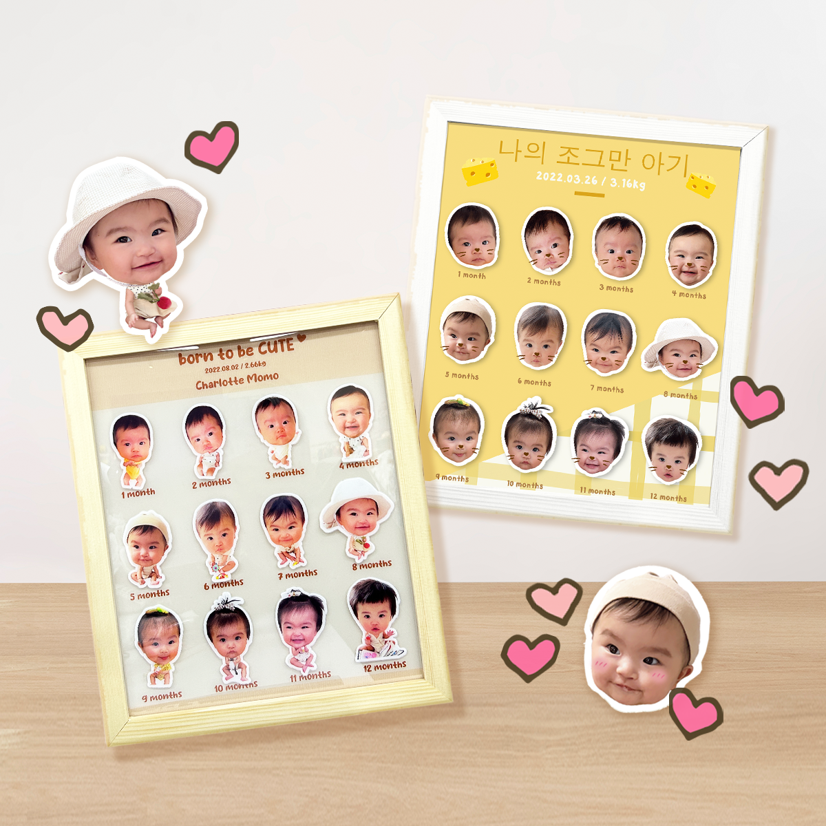 客製化月份成長磁石相框