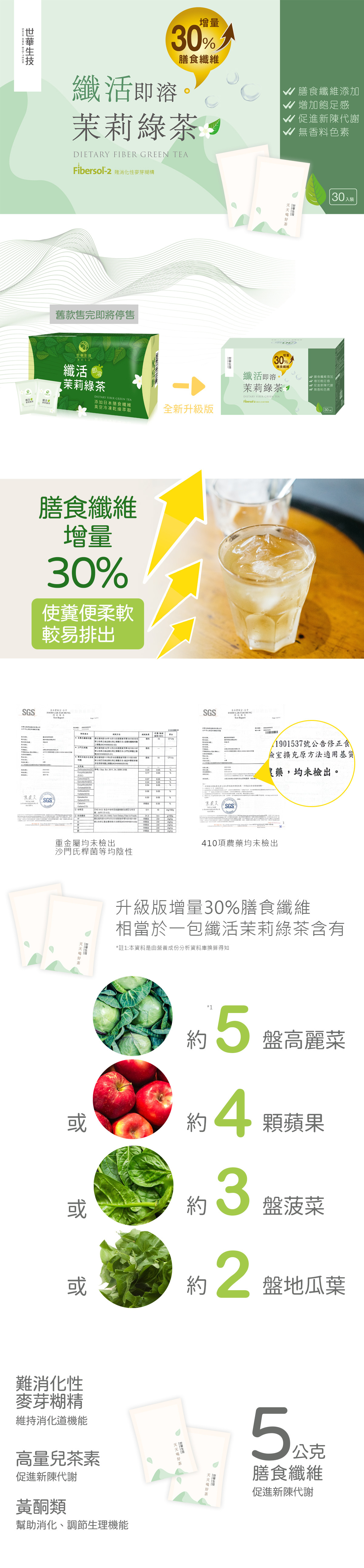 纖活即溶茉莉綠茶，每天一包，只有綠茶香沒有綠茶渣，幫助消化、促進新陳代謝，使排便順暢