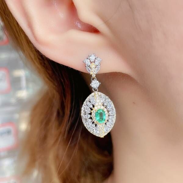 (11.22S)純天然哥倫比亞祖母綠 耳釘