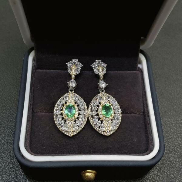 (11.22S)純天然哥倫比亞祖母綠 耳釘