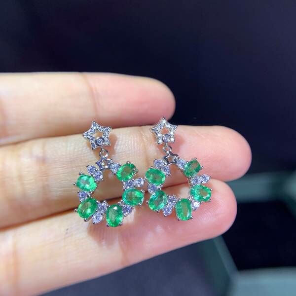 (11.22S)純天然哥倫比亞祖母綠 耳釘