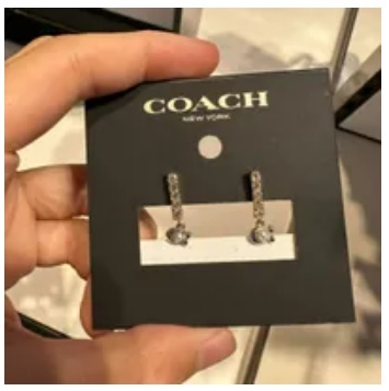 [S] COACH CL142 SIGNATURE PAVE BAR HUGGIE EARRINGS,GOLD, 889295544846 (SCO592)