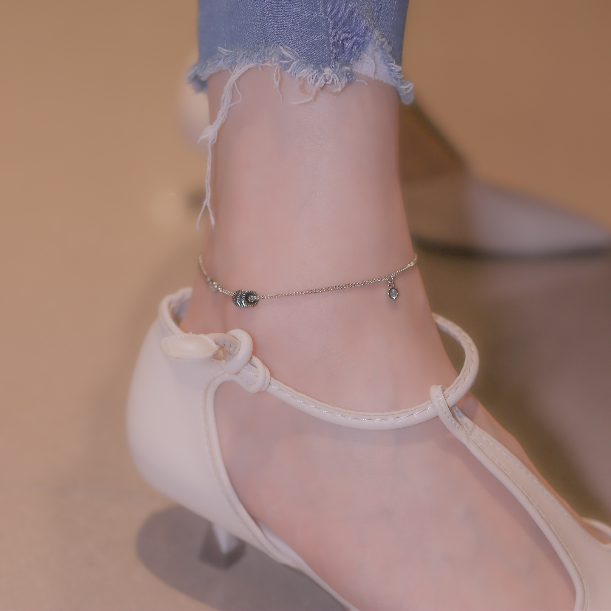 | 925 Silver・ White Gold | Capture Happiness Anklet | AN0092 |