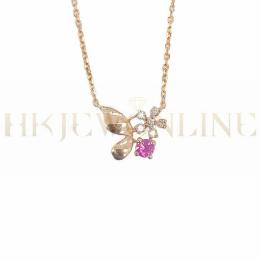 18K White Gold / Rose Gold Ruby Diamond Necklace