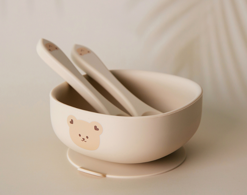 Dot to Dot 開心熊仔矽膠餐具系列-吸盤飯碗