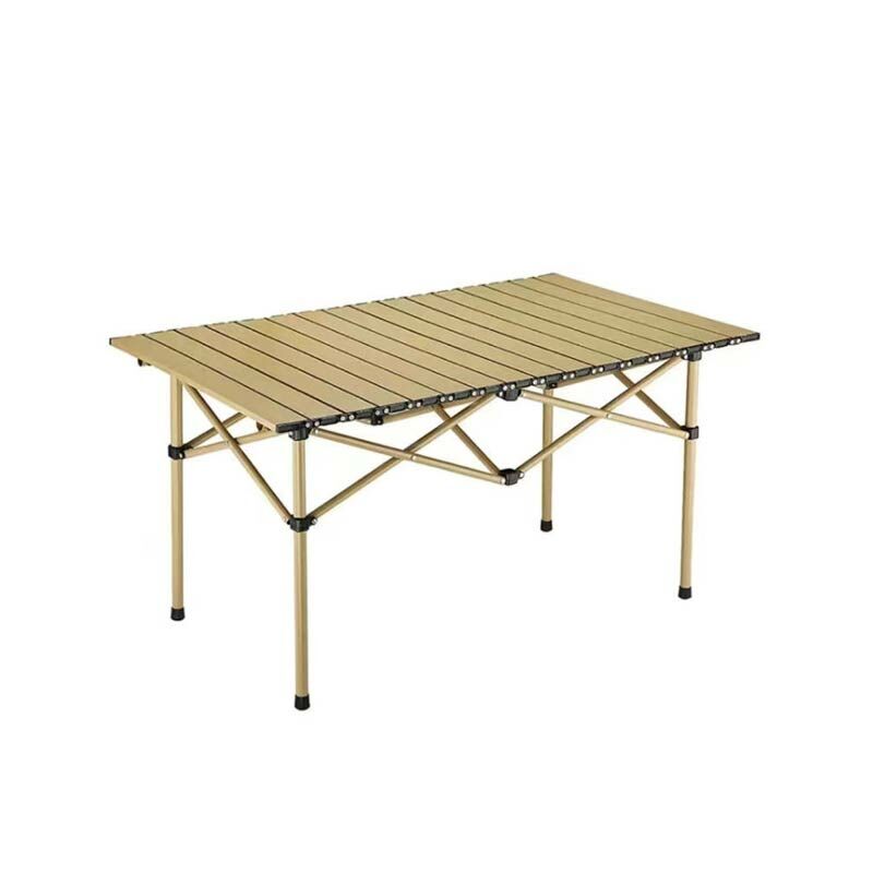 摺疊蛋捲桌 (卡其金) 附收納袋/摺疊桌/折疊桌/休閒桌/露營桌 54CTV1120101