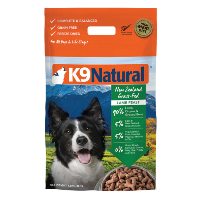 K9 Natural Freeze-Dried Dog Food Lamb Feast 500g/1.8kg/3.6kg