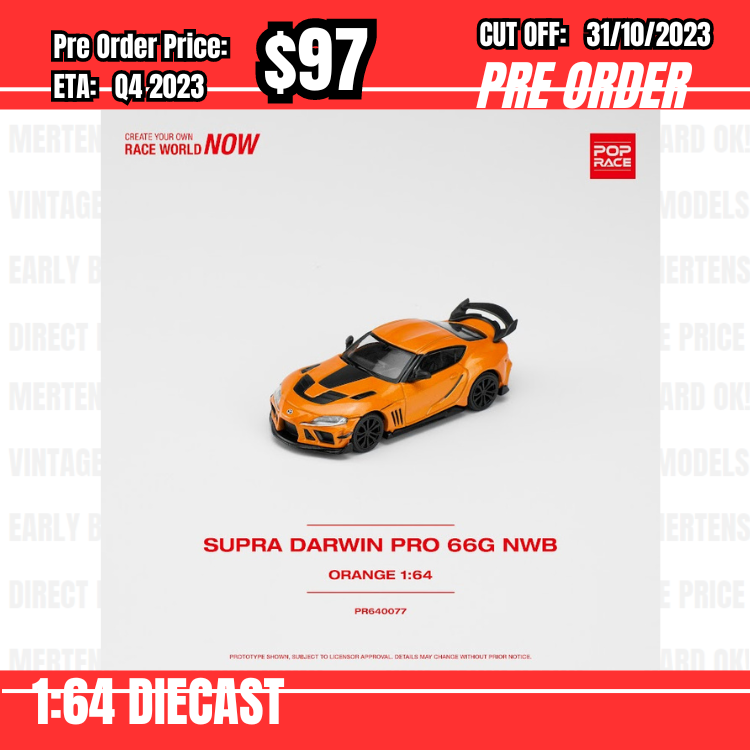 PO-$97 * Pop Race *1:64 DARWIN PRO 66G NWB SUPRA ORANGE [OD20/10]