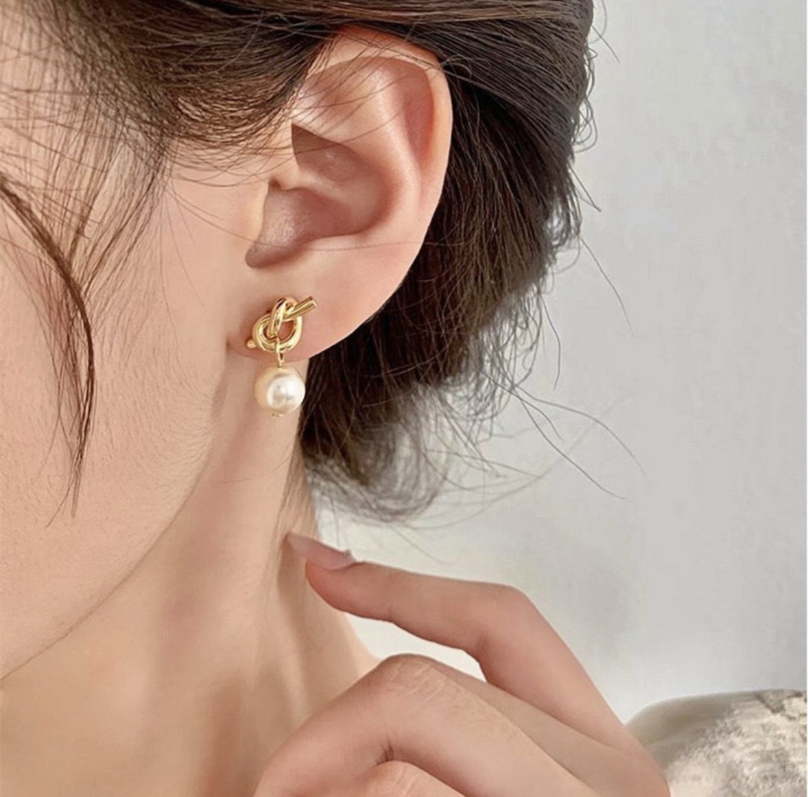 金扭結 白銀珍珠小吊墜