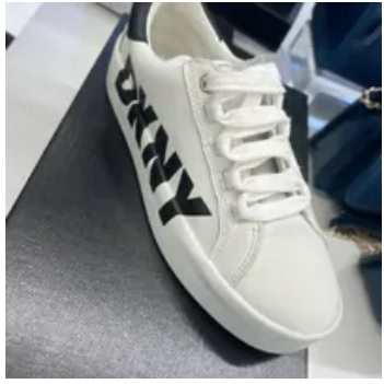 [S] DKNY LOGO SNEAKER,WHITE/BLACK, KZD14420-WHB (SD682)