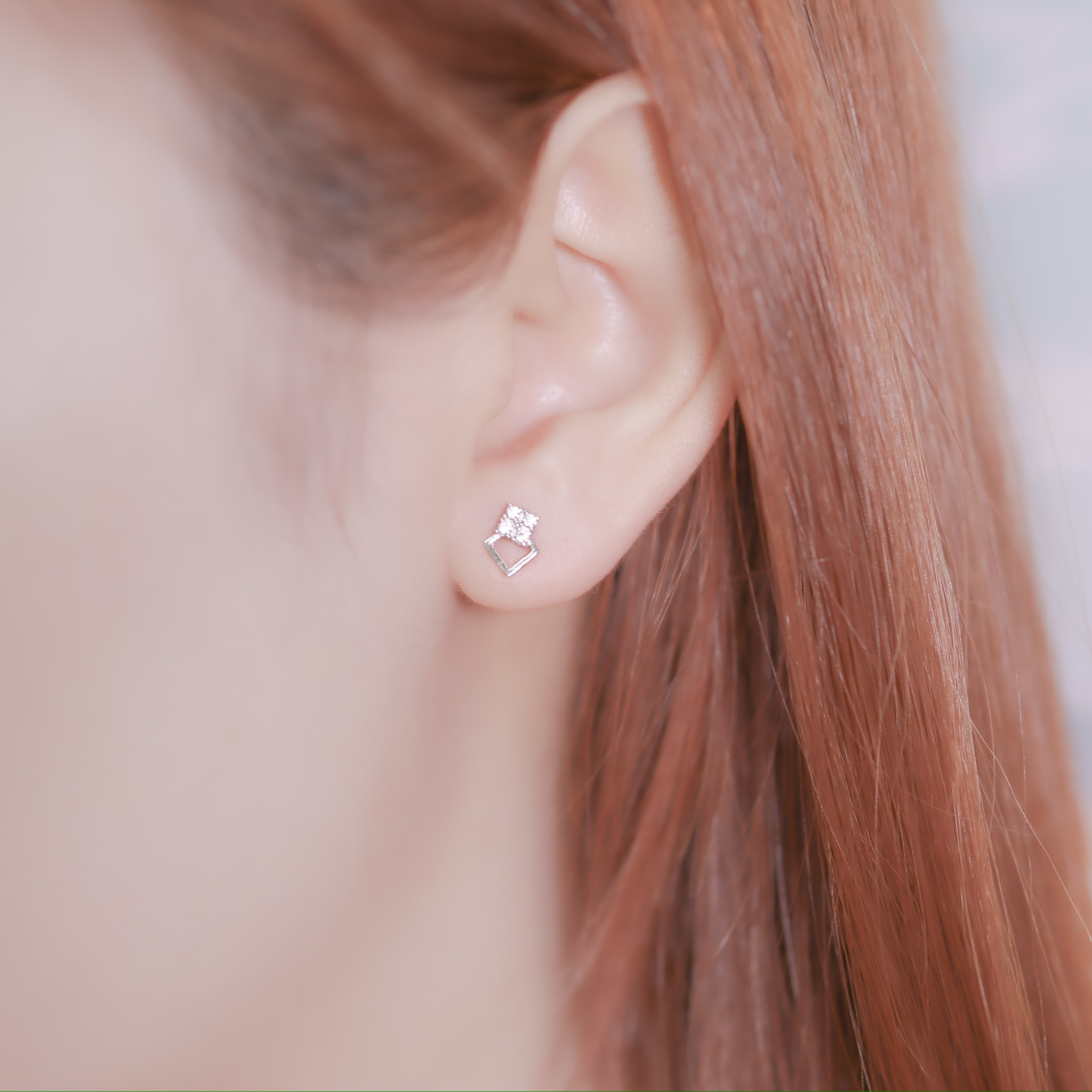 | 925純銀 | 框住方糖耳環 | EA0689 |