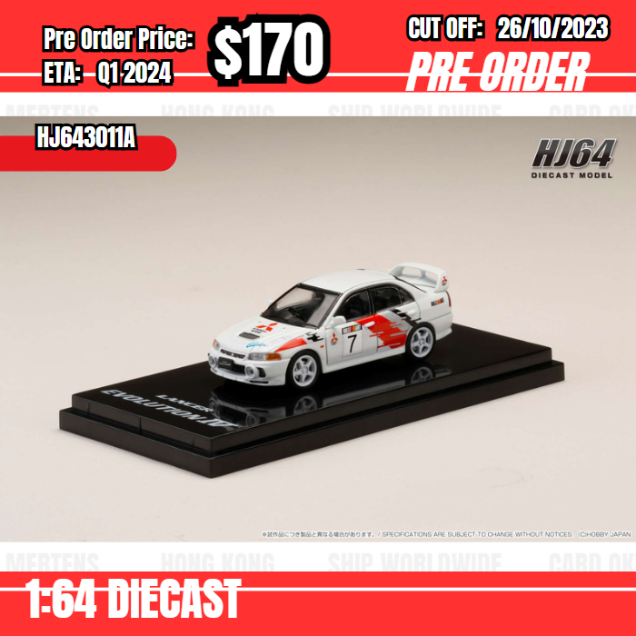 PO-$170 * Hobby Japan *1:64 MITSUBISHI LANCER GSR EVOLUTION IV GR.A RALLY GRAPHIC HJ641033A [OD20/10]