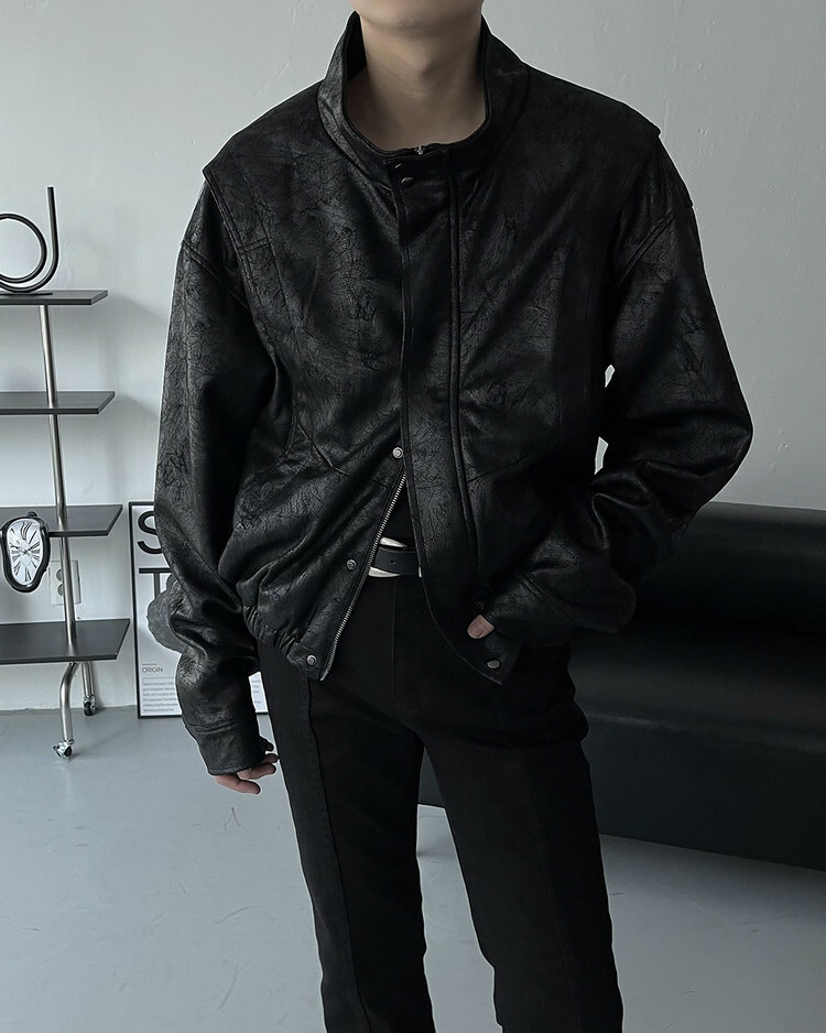 寬鬆絨面革夾克