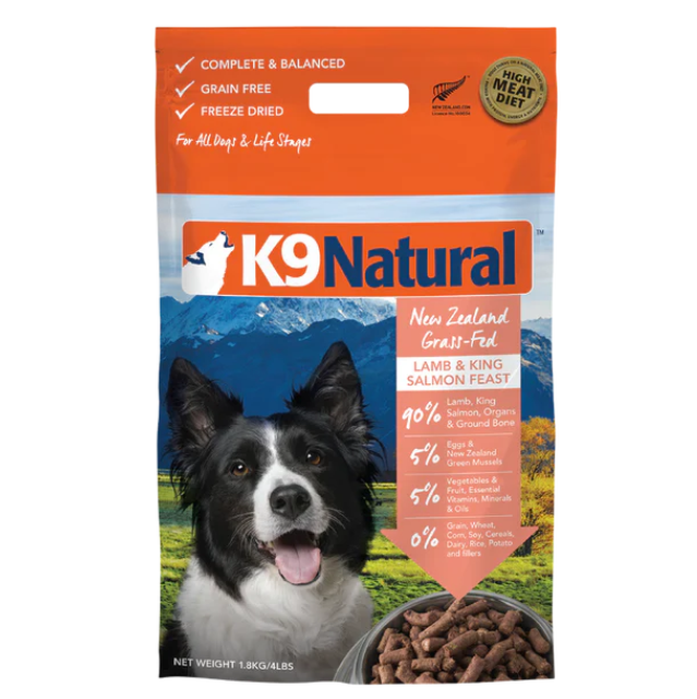 K9 Natural Freeze-Dried Dog Food Lamb & King Salmon Feast 500g/1.8kg/3.6kg
