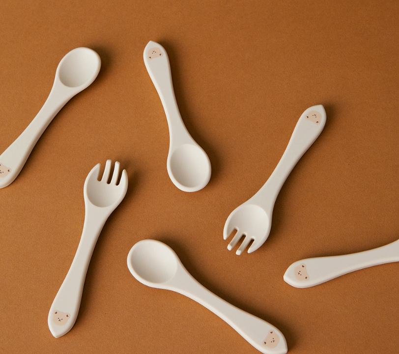 Dot to Dot 開心熊仔矽膠餐具系列-勺叉套裝