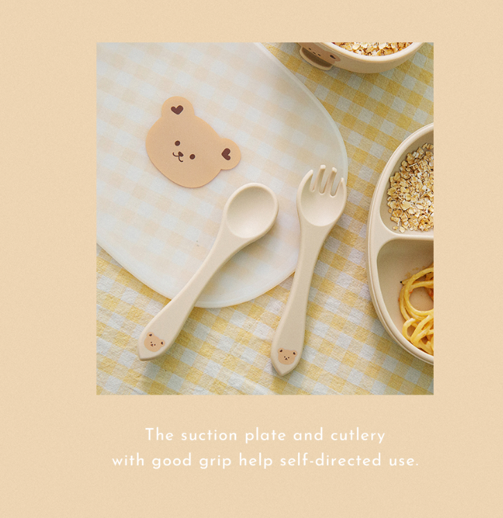 Dot to Dot 開心熊仔矽膠餐具系列-勺叉套裝