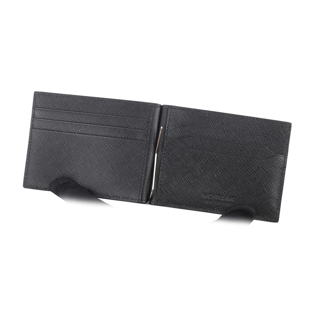 【MONTBLANC 萬寶龍】匠心系列防刮牛皮 6卡附鈔票夾短夾(黑色) 130316