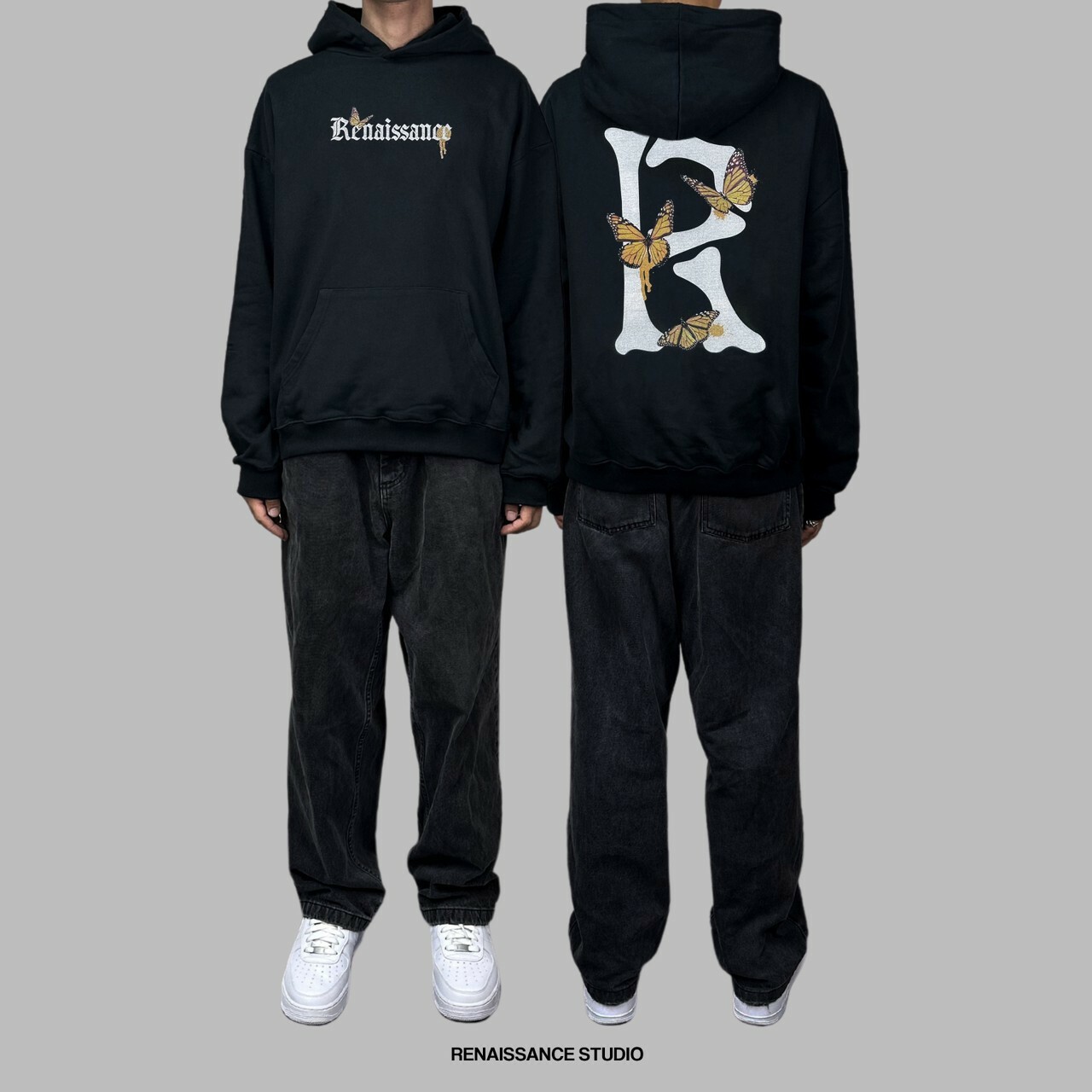 RENAISSANCE 蝴蝶 骨骼 骷髏 歌德字體 Logo帽T  ‘’ Butterfly & Bones Letter R Hoodie ‘’