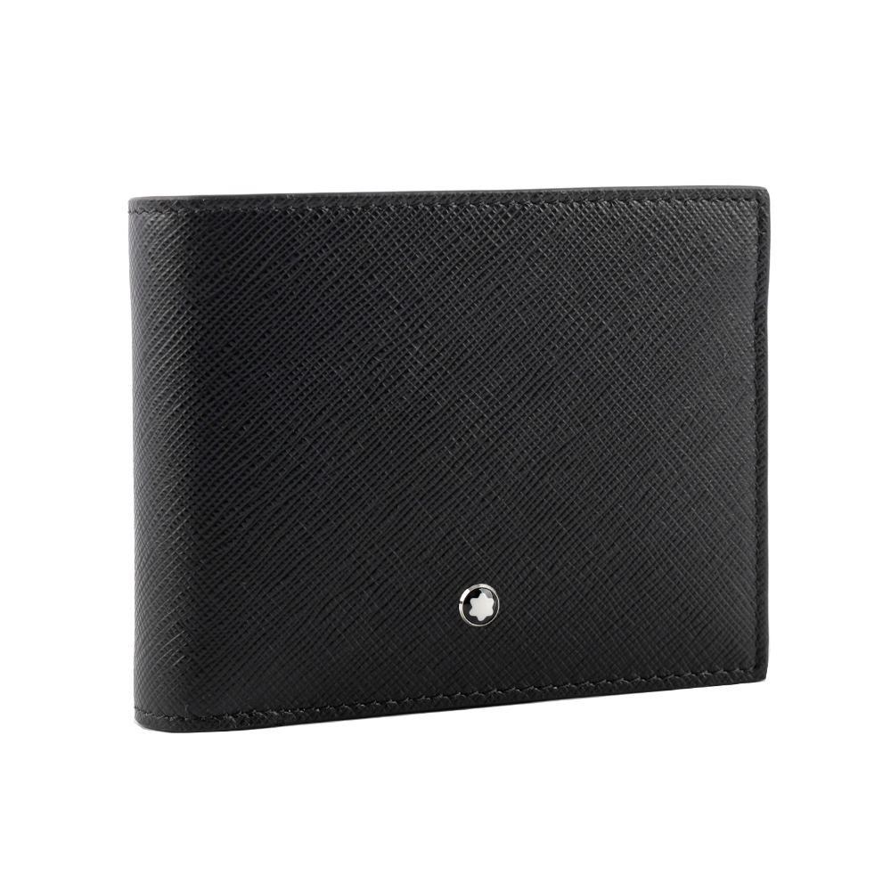 【Montblanc】匠心系列防刮牛皮 6+2透明卡層對開短夾