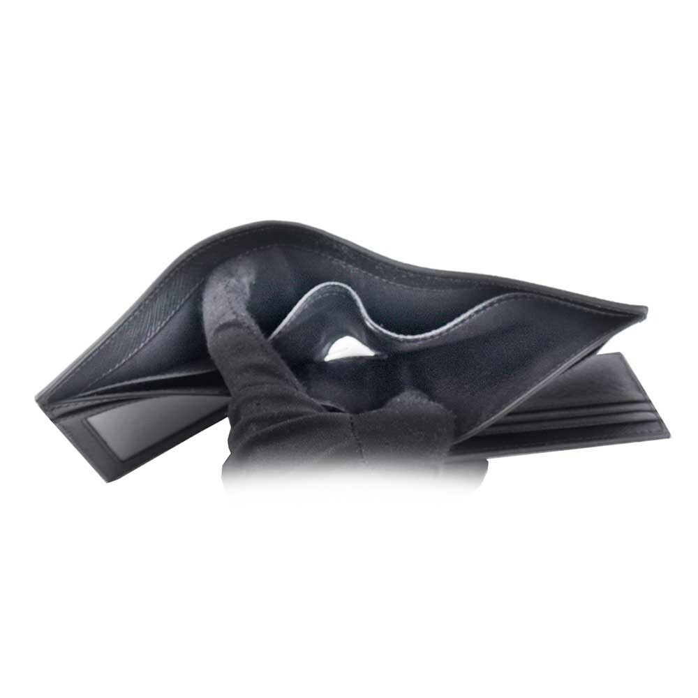 【MONTBLANC 萬寶龍】匠心系列防刮牛皮 6+2透明卡層對開短夾(黑色) 130318