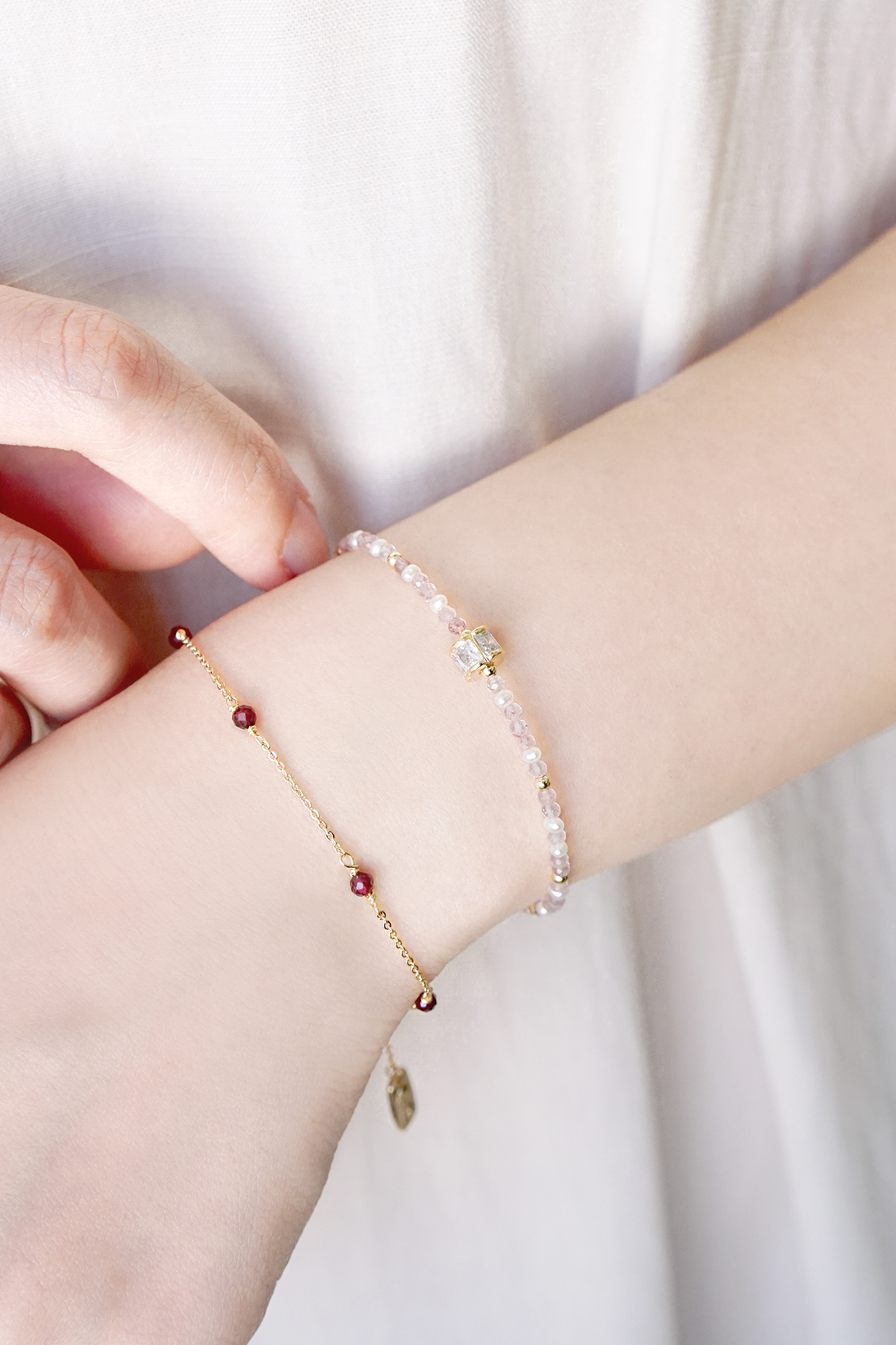 ｜桃花｜繡球花崇拜 – 草莓晶 – 手鍊