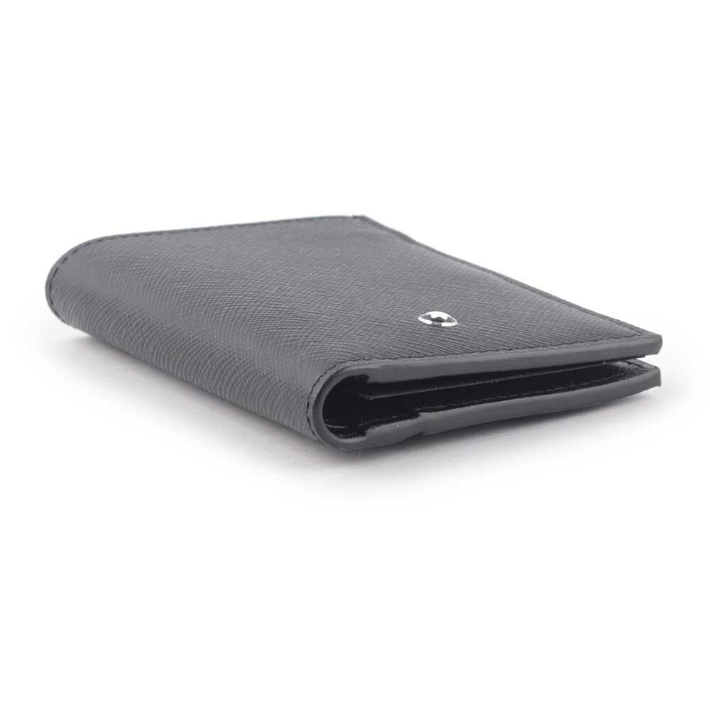 【MONTBLANC 萬寶龍】匠心系列防刮牛皮4卡對開卡片夾/名片夾(黑色) 130321