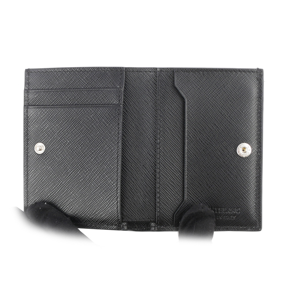 【MONTBLANC 萬寶龍】匠心系列防刮牛皮4卡對開卡片夾/名片夾(黑色) 130321