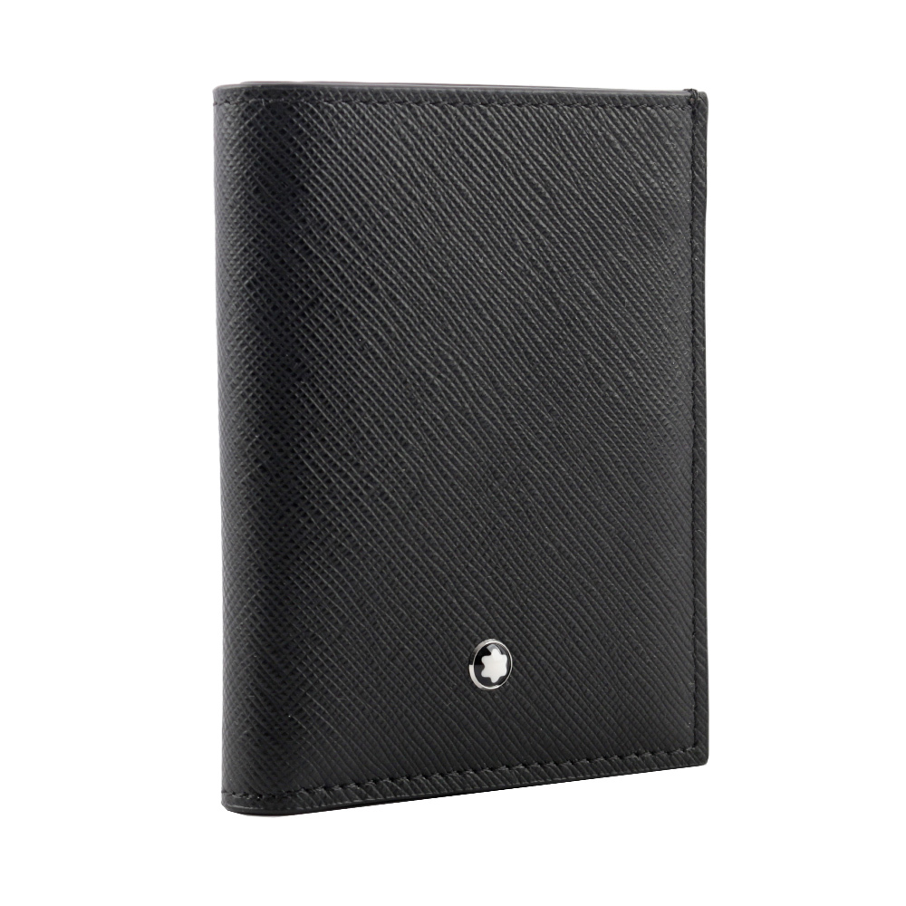 【MONTBLANC 萬寶龍】匠心系列防刮牛皮4卡對開卡片夾/名片夾(黑色) 130321