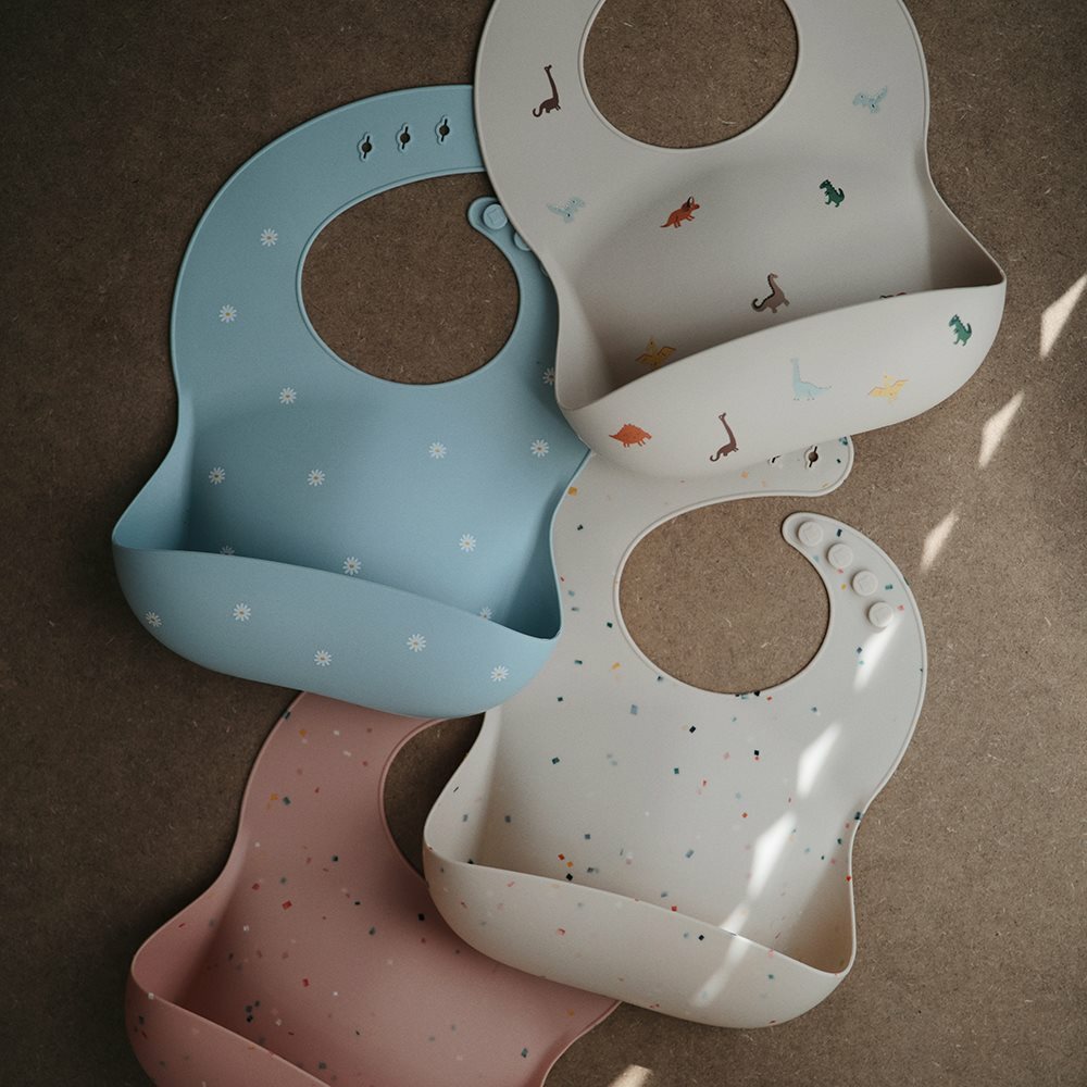 美國mushie 矽膠圍兜-Peach Terrazzo