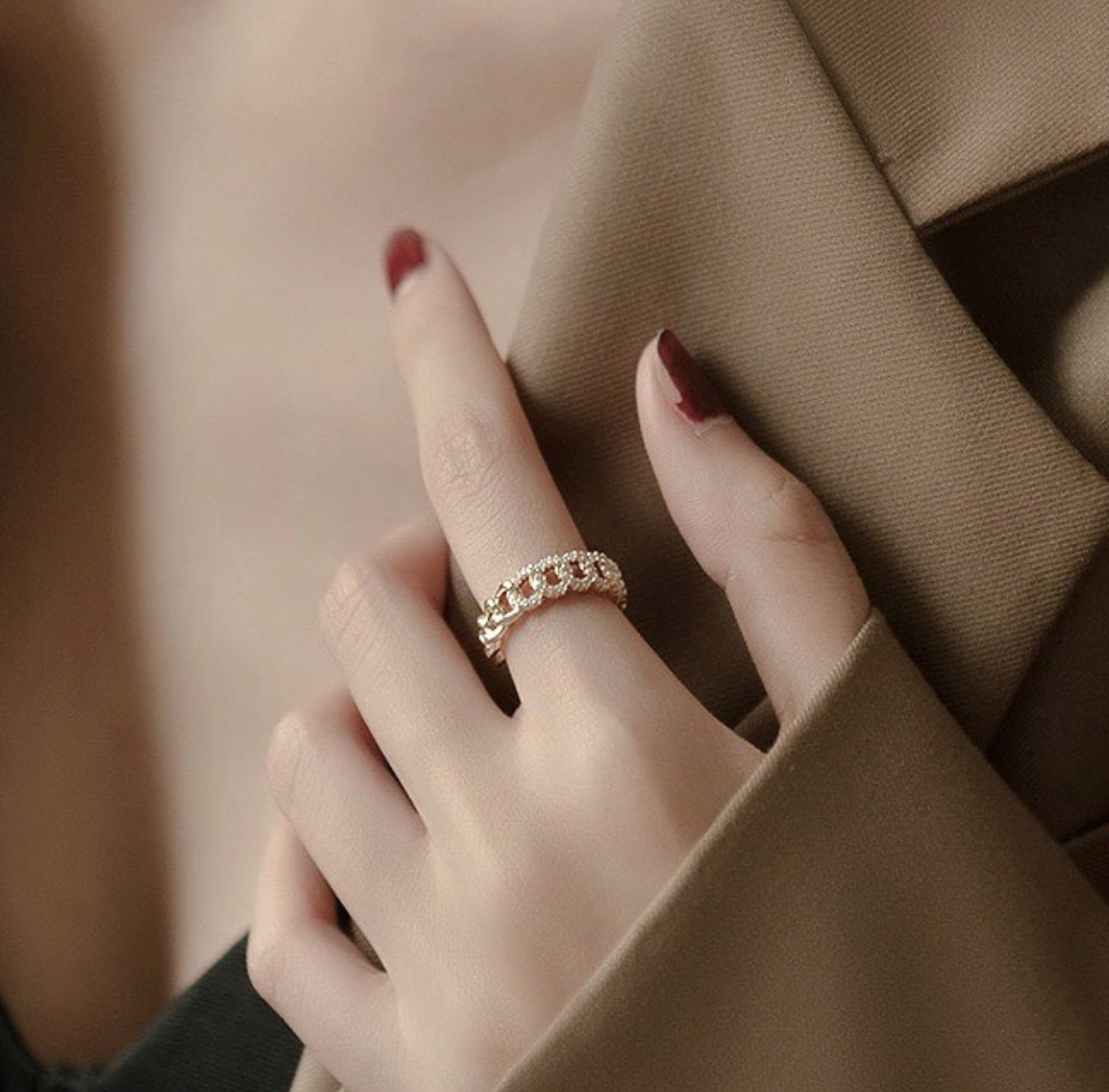 低奢金銀鑽麻花開口戒